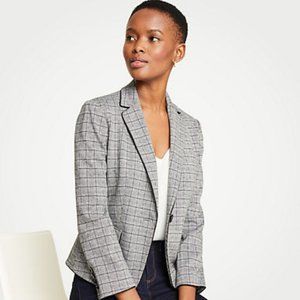 NWOT Ann Taylor Glen Plaid One Button Suit Jacket Blazer